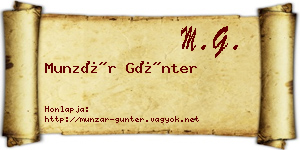 Munzár Günter névjegykártya